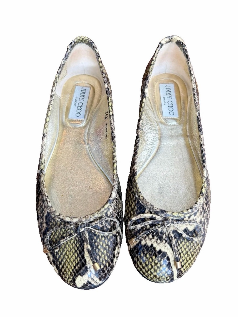 Jimmy Choo Snake-Print Ballet Flats 36.5
